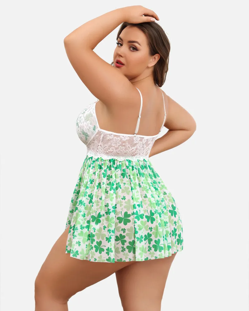 Plus Size Heart Lace Side Slit Nightdress