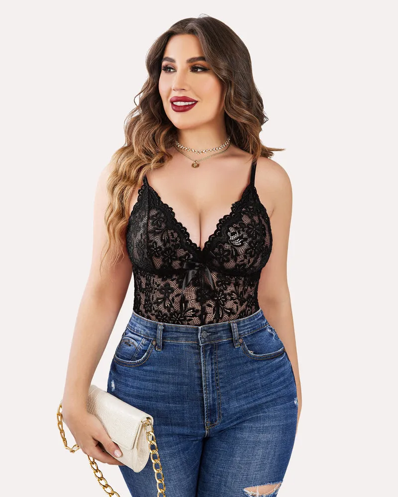 Plus Size Lingerie Lace Bodysuit