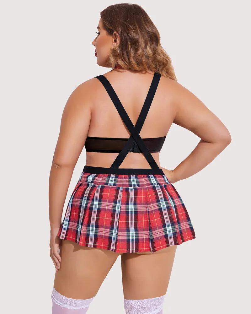 Plus Size Tie Top and Mini Skirt