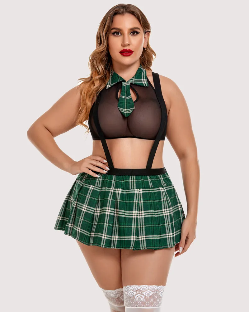 Plus Size Tie Top and Mini Skirt