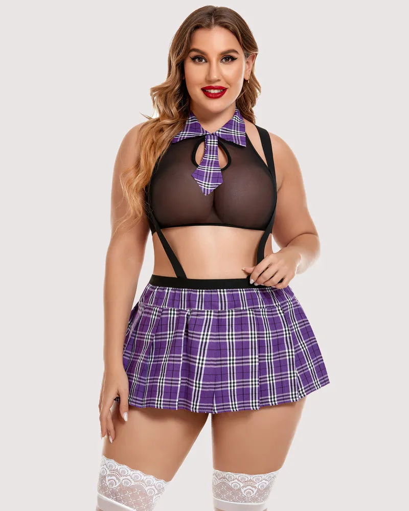 Plus Size Tie Top and Mini Skirt