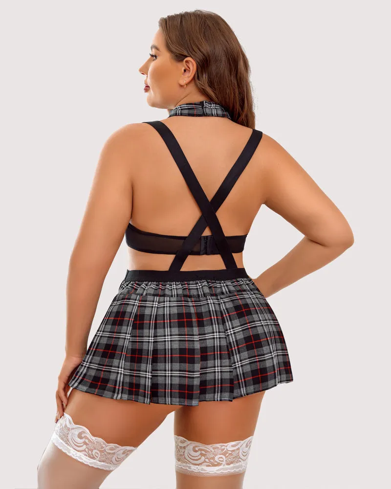 Plus Size Tie Top and Mini Skirt