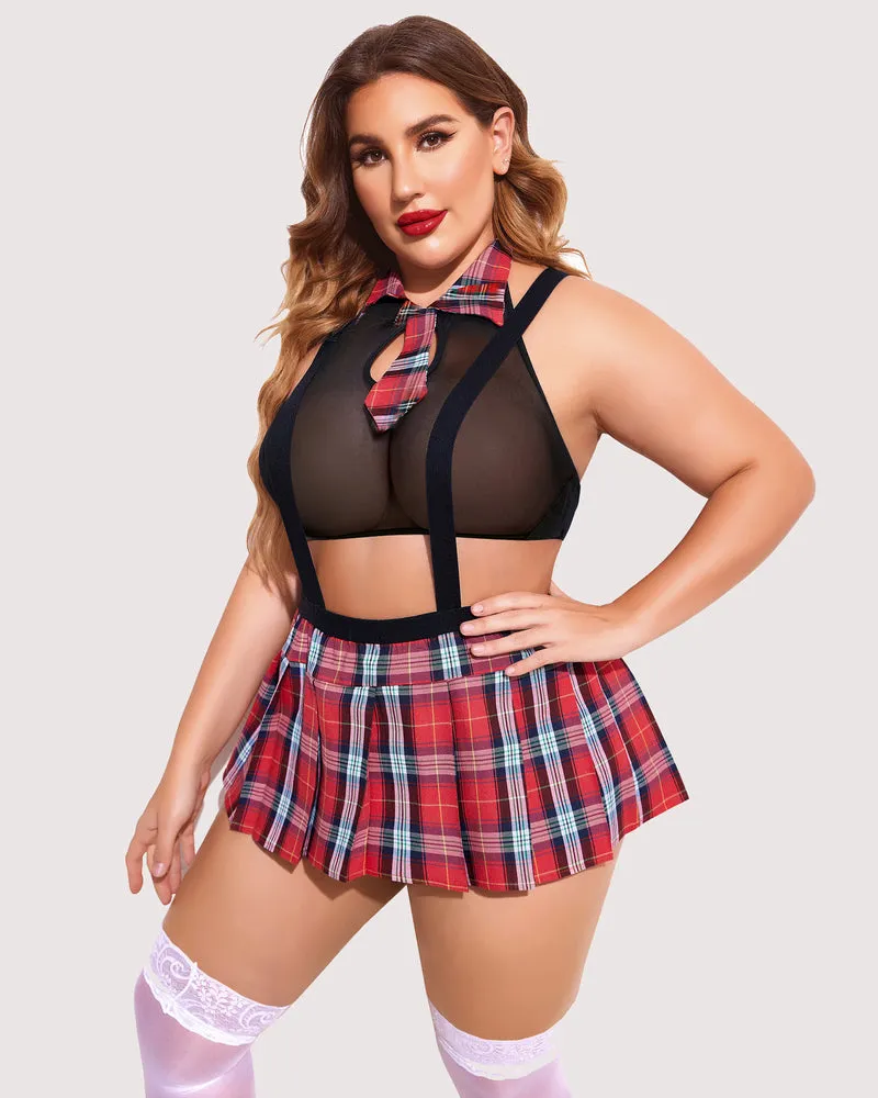 Plus Size Tie Top and Mini Skirt