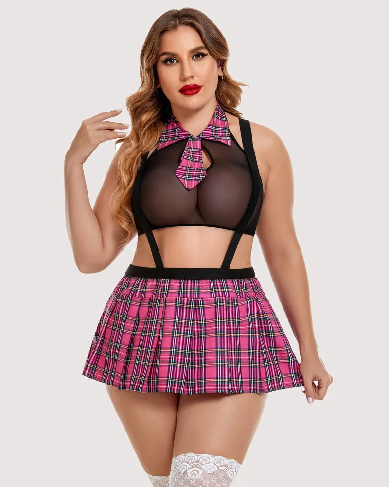 Plus Size Tie Top and Mini Skirt