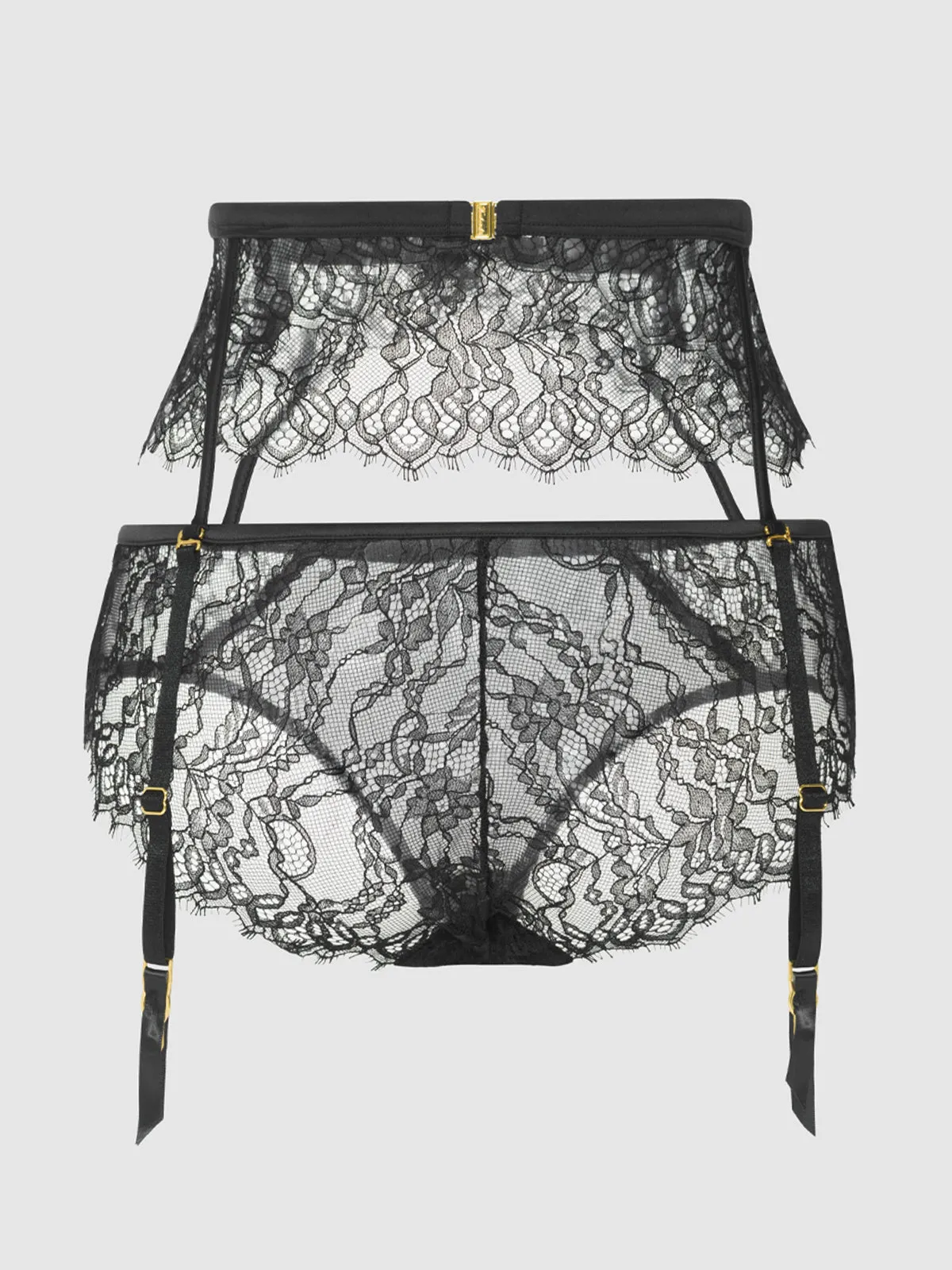 Rosalind Lace & Satin Hipster & Garter Belt
