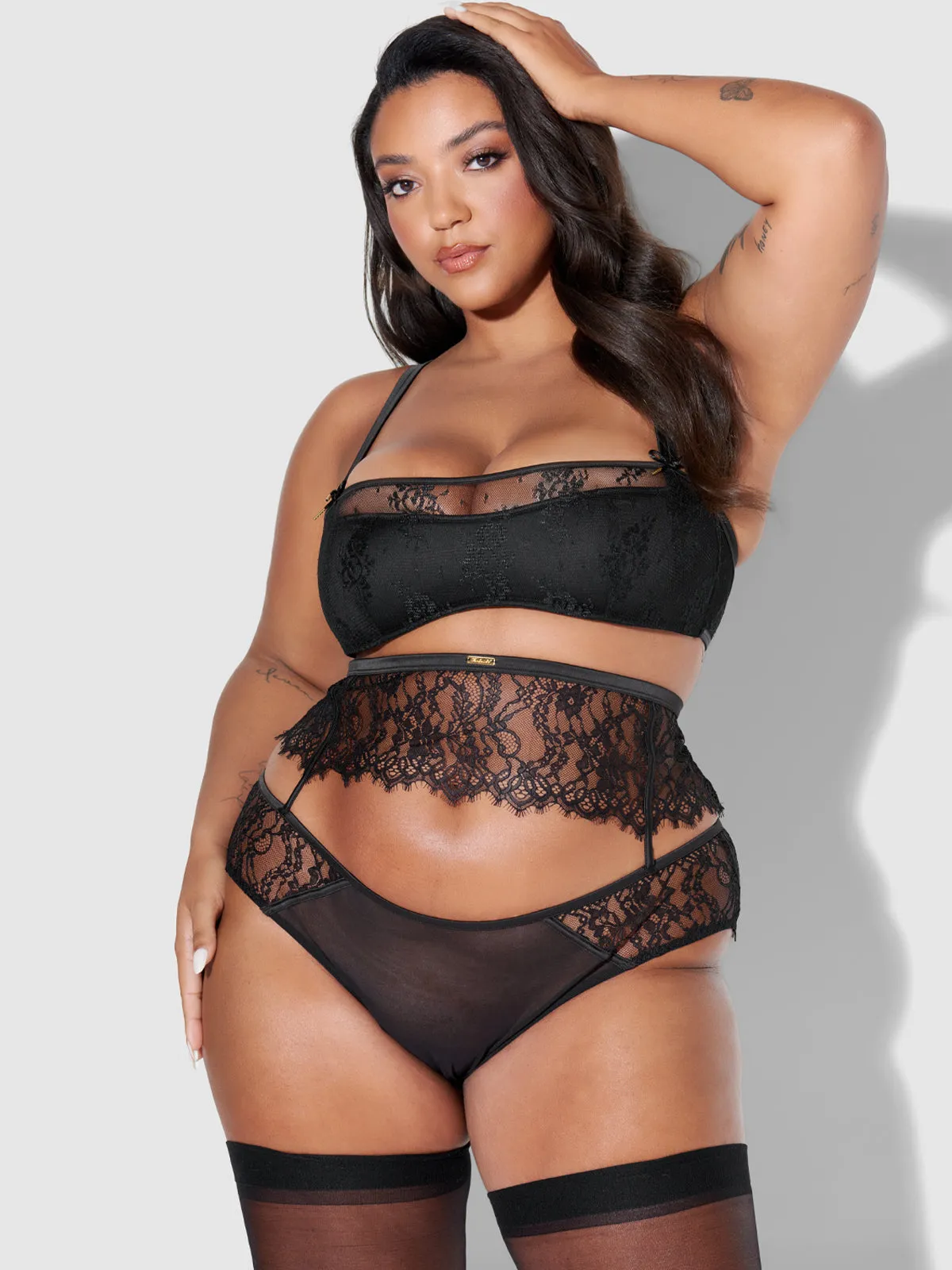 Rosalind Lace & Satin Hipster & Garter Belt