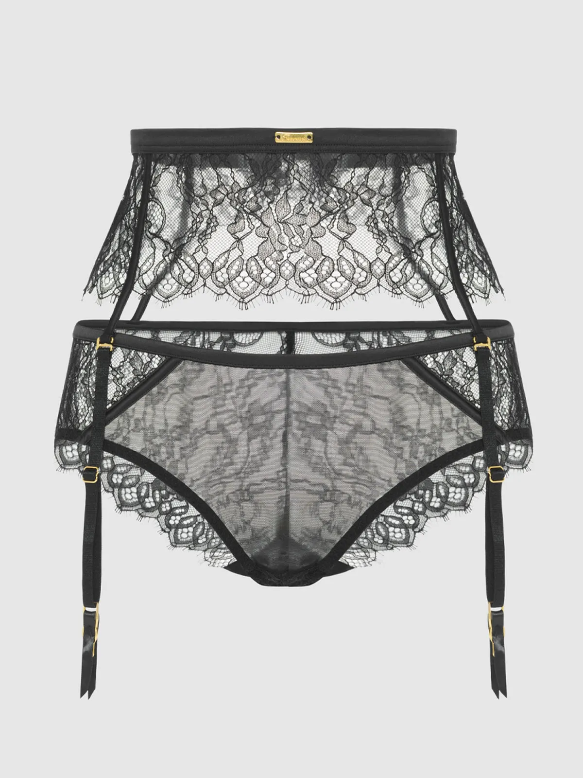 Rosalind Lace & Satin Hipster & Garter Belt