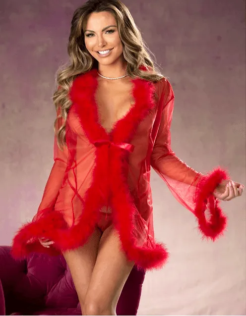 See-thru Fluffy Feathered Robe