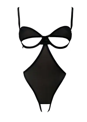 SHEER Openable Bra & Open Back Body (Black)