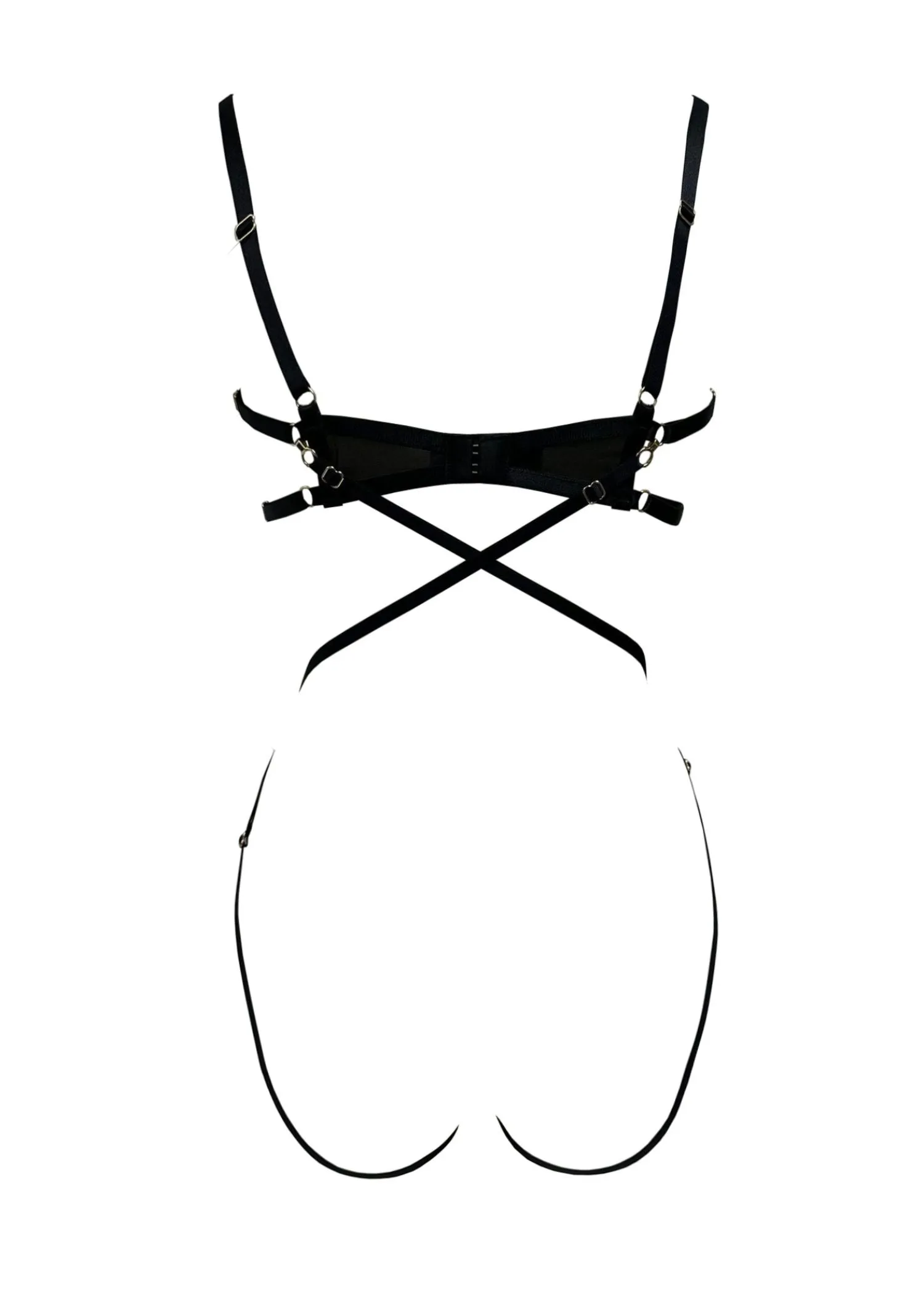 SHEER Openable Bra & Open Back Body (Black)