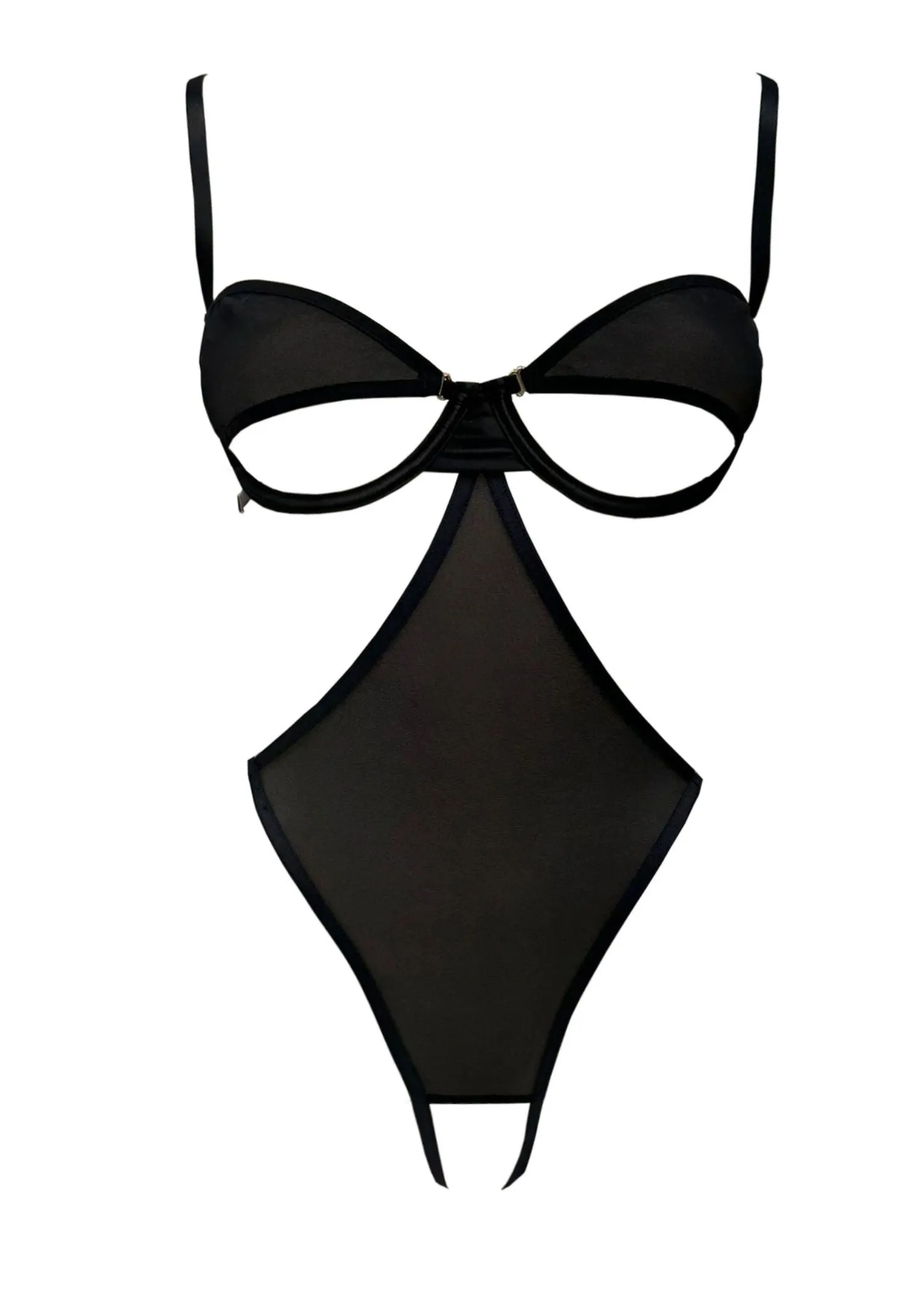SHEER Openable Bra & Open Back Body (Black)