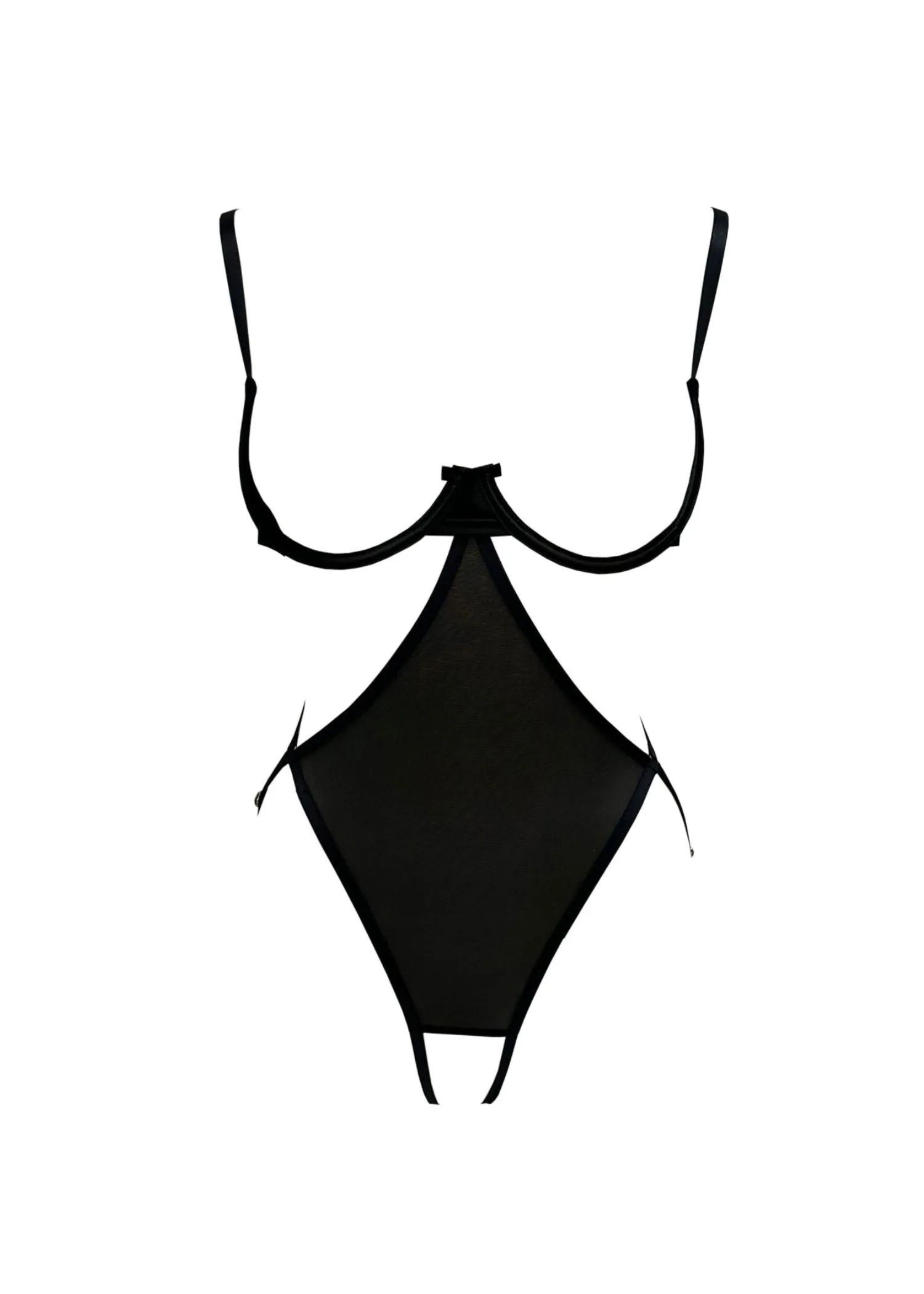 SHEER Openable Bra & Open Back Body (Black)