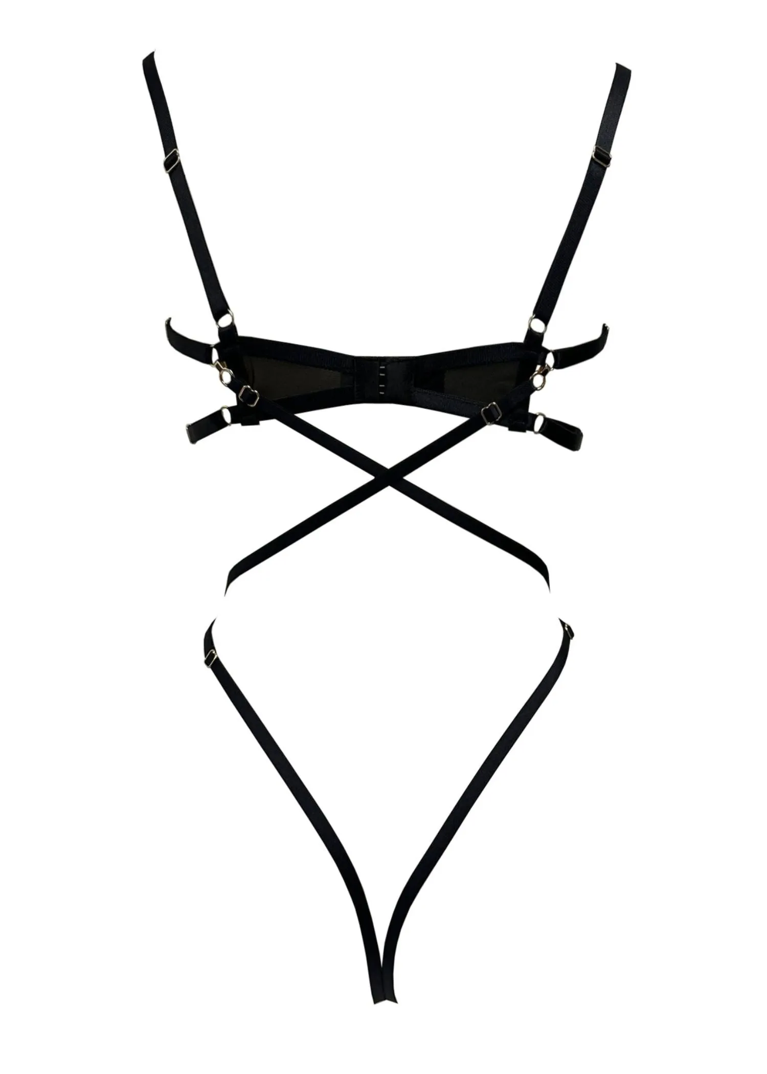 SHEER Openable Bra & Open Back Body (Black)