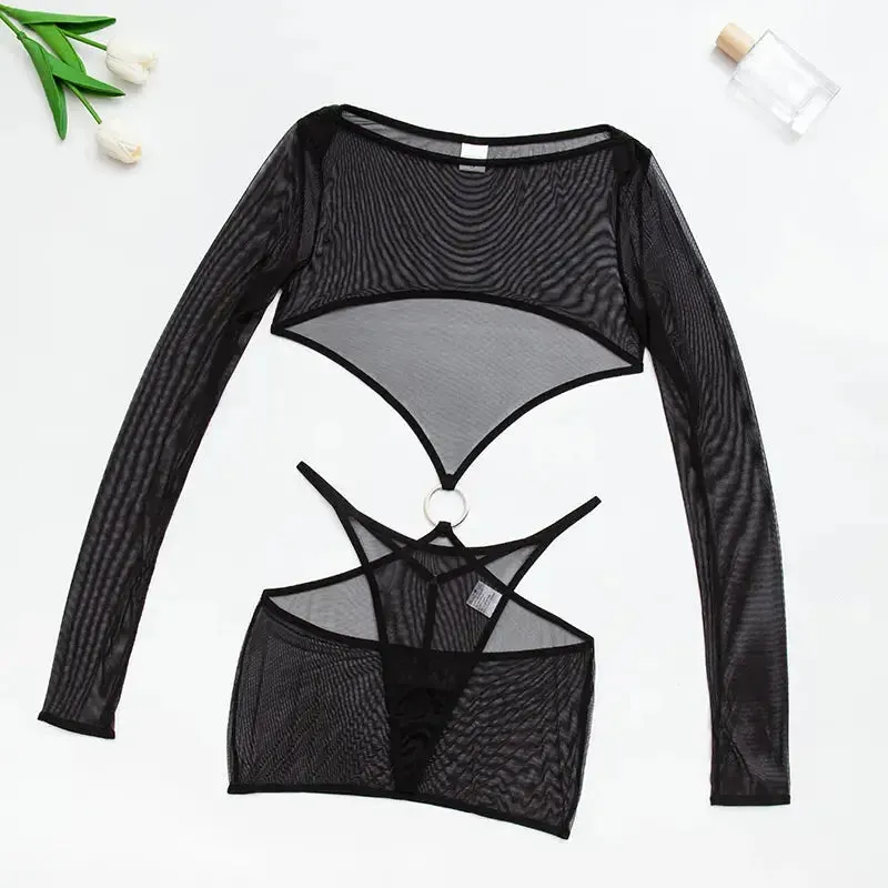 Sheer Tulle Mesh Lingerie Dress