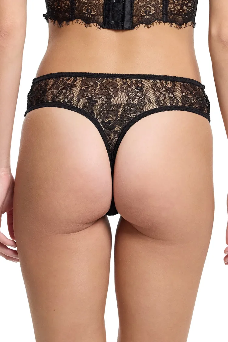 Trina Sheer Lace Panty in Black