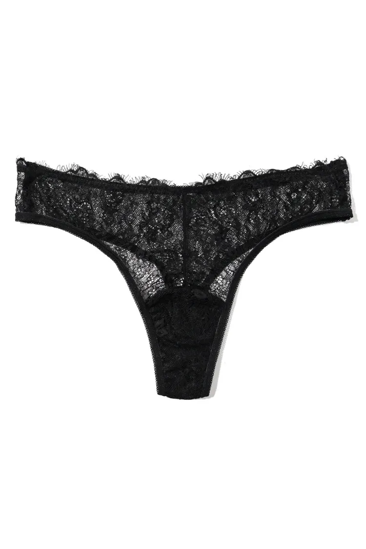 Trina Sheer Lace Panty in Black