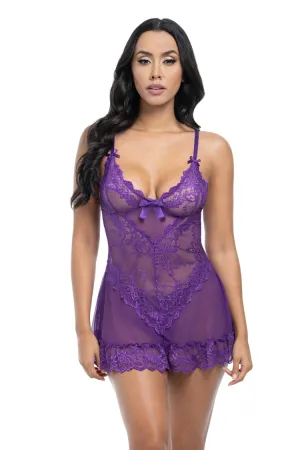 Valentine Sheer Babydoll in Purple