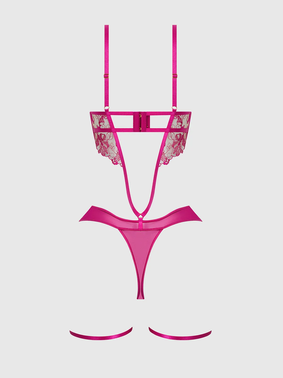 Venus Lace Strappy & Thigh Gartered Teddy