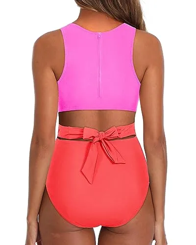 Zip Up Cutout Tummy Control One Piece Swimsuit